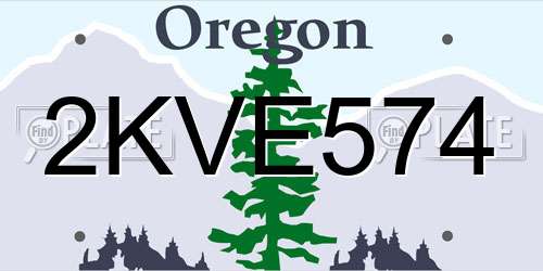 2KVE574 Oregon License Plate
