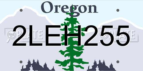 2LEH255 Oregon License Plate