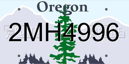 2MH4996 Oregon License Plate