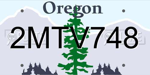 2MTV748 Oregon License Plate