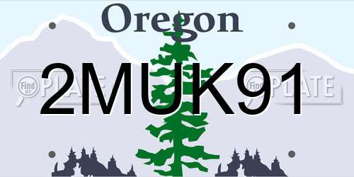 2MUK91 Oregon License Plate