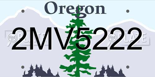 2MV5222 Oregon License Plate