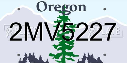 2MV5227 Oregon License Plate
