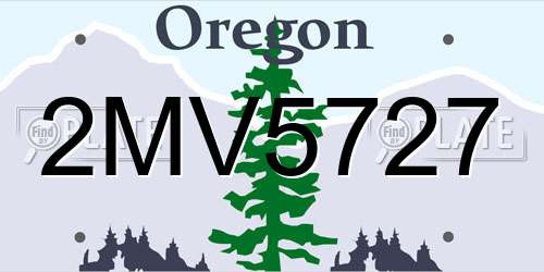 2MV5727 Oregon License Plate