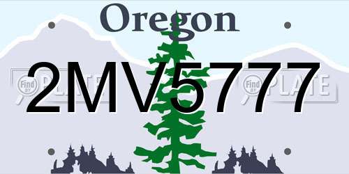 2MV5777 Oregon License Plate