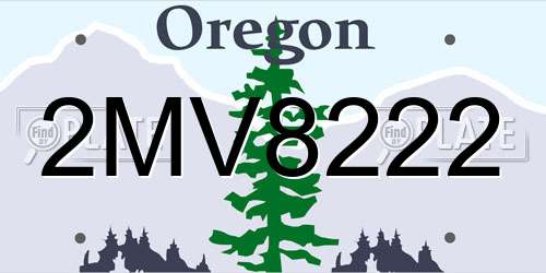 2MV8222 Oregon License Plate