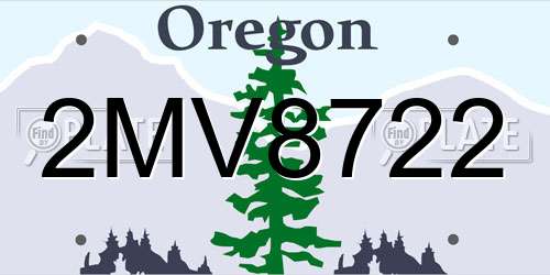 2MV8722 Oregon License Plate