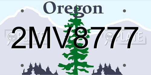 2MV8777 Oregon License Plate