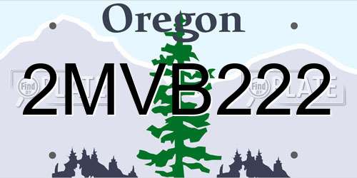 2MVB222 Oregon License Plate