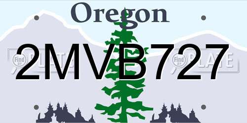 2MVB727 Oregon License Plate
