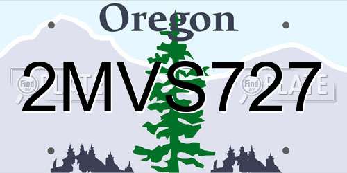 2MVS727 Oregon License Plate