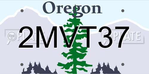 2MVT37 Oregon License Plate