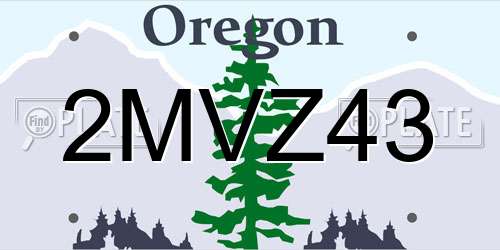 2MVZ43 Oregon License Plate