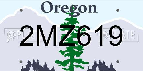 2MZ619 Oregon License Plate