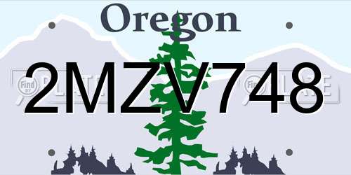 2MZV748 Oregon License Plate