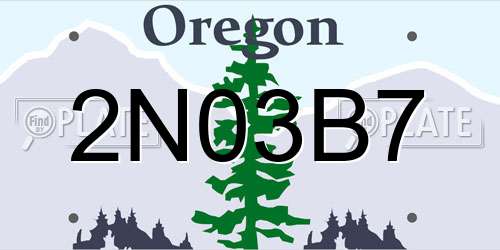 2N03B7 Oregon License Plate