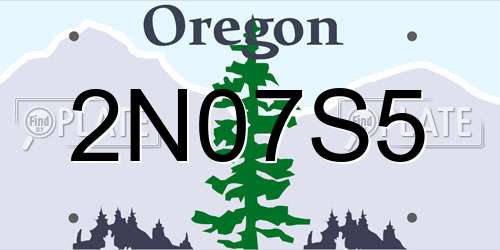 2N07S5 Oregon License Plate