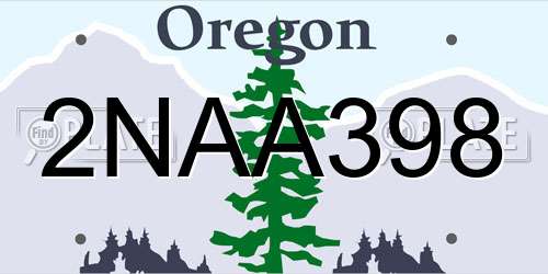 2NAA398 Oregon License Plate