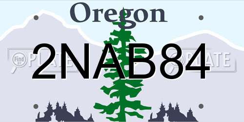 2NAB84 Oregon License Plate
