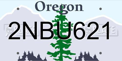2NBU621 Oregon License Plate