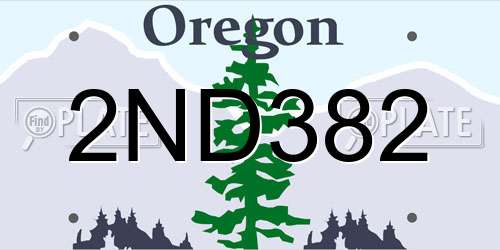 2ND382 Oregon License Plate