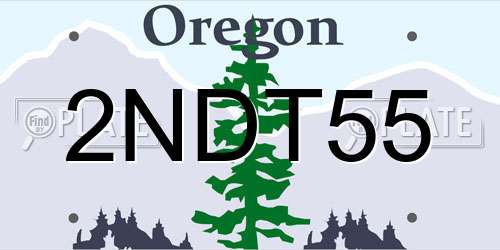 2NDT55 Oregon License Plate