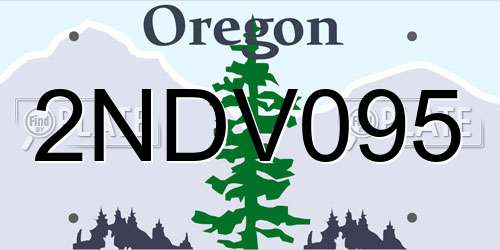 2NDV095 Oregon License Plate