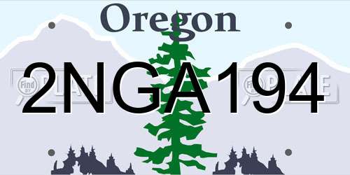2NGA194 Oregon License Plate