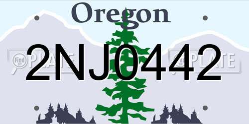 2NJ0442 Oregon License Plate