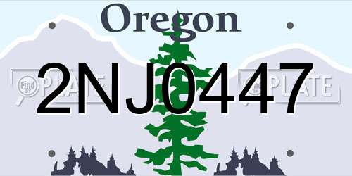 2NJ0447 Oregon License Plate