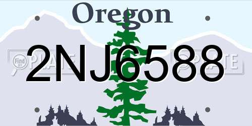 2NJ6588 Oregon License Plate