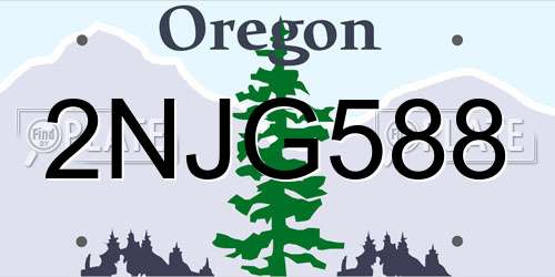 2NJG588 Oregon License Plate