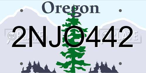 2NJO442 Oregon License Plate