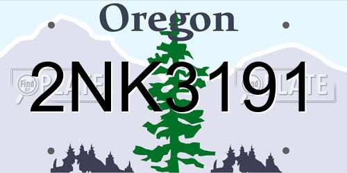 2NK3191 Oregon License Plate