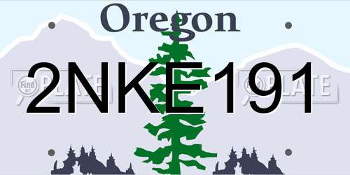 2NKE191 Oregon License Plate