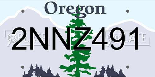 2NNZ491 Oregon License Plate