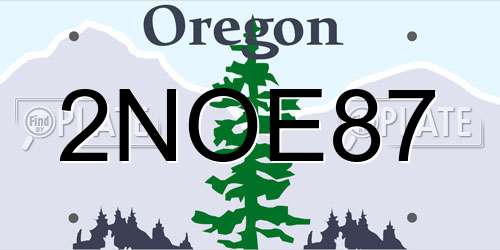 2NOE87 Oregon License Plate