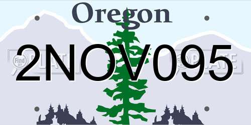 2NOV095 Oregon License Plate