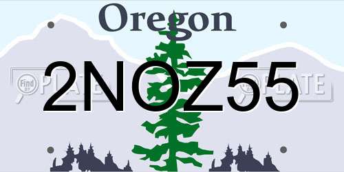 2NOZ55 Oregon License Plate