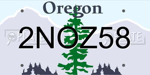 2NOZ58 Oregon License Plate