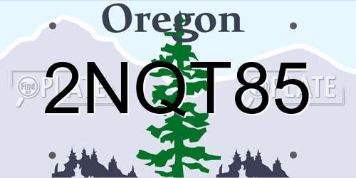 2NQT85 Oregon License Plate