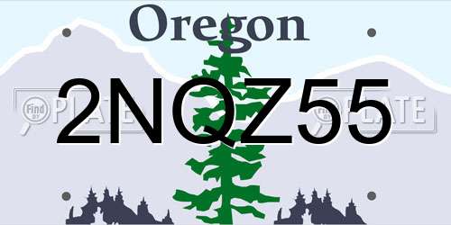 2NQZ55 Oregon License Plate