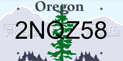 2NQZ58 Oregon License Plate