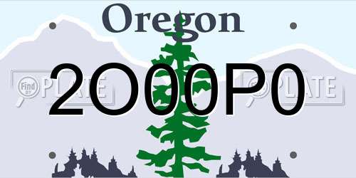 2O00P0 Oregon License Plate