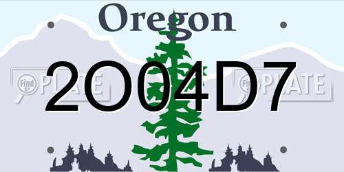 2O04D7 Oregon License Plate