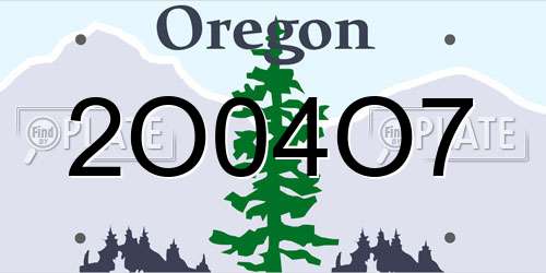 2O04O7 Oregon License Plate