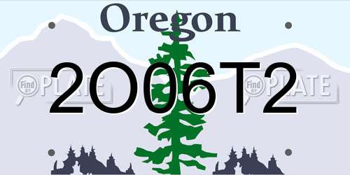 2O06T2 Oregon License Plate