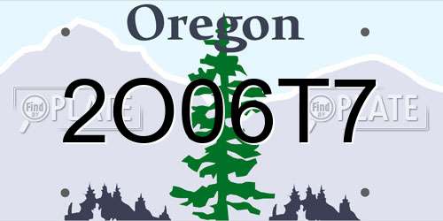 2O06T7 Oregon License Plate