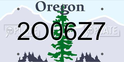 2O06Z7 Oregon License Plate