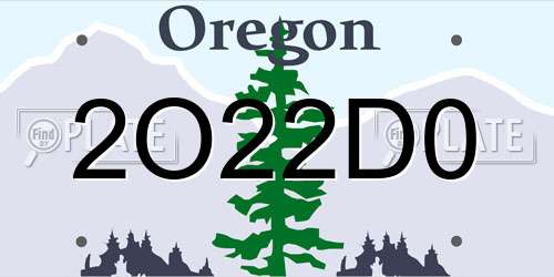 2O22D0 Oregon License Plate